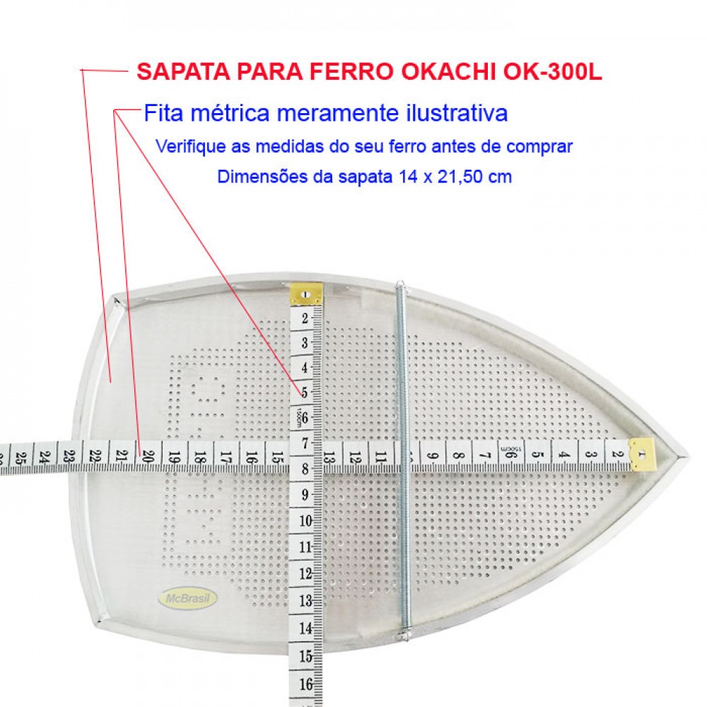 Sapata De Teflon Anti-Brilho Para Ferro De Passar Industrial Okachi OK-300L 801563